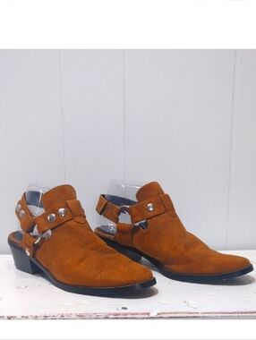 American Eagle Slingback Camel Boots Size‎ 8 Low Heel Comfy Casual Festival